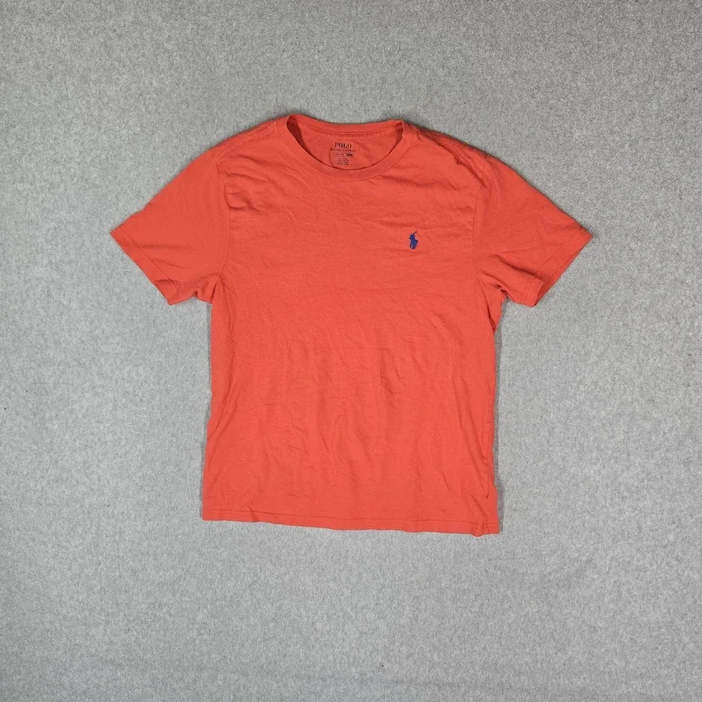 Polo Ralph Lauren Boys Shirt L/G (14-16) Orange Embroidered Logo Short Sleeve